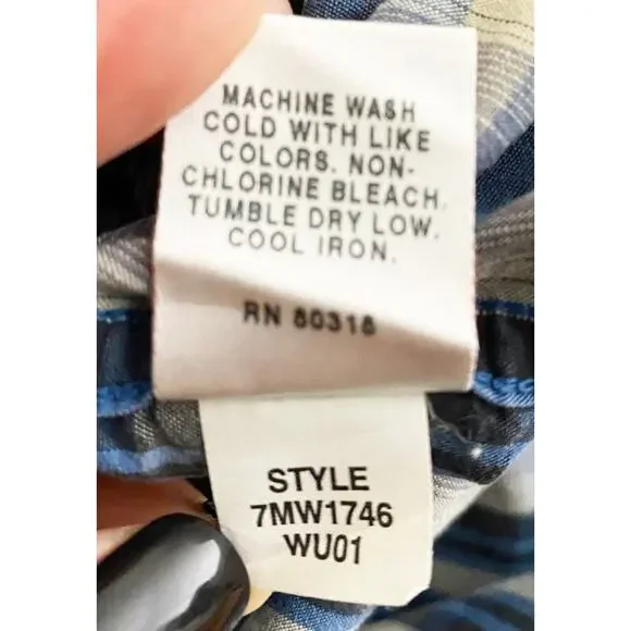 Lucky Brand Men's Pearl Snap Button Up Rockabilly Shirt Western Rodeo Blue Gray - Picture 8 of 8